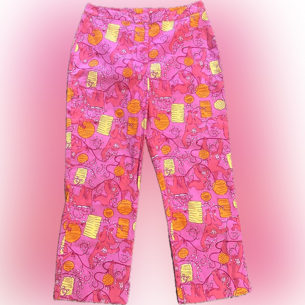 Vintage White Label Lilly Pulitzer Pink Monkey Pants Size 6